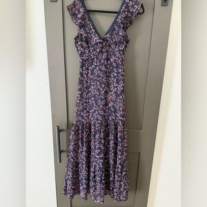 Lulu's Blue and Pink Maxi Dress